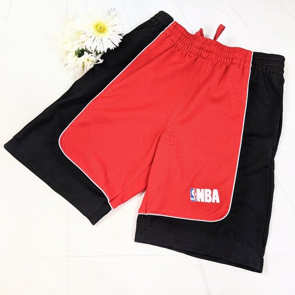 NBA Mesh Red & Black Lined Basketball Shorts SZ M